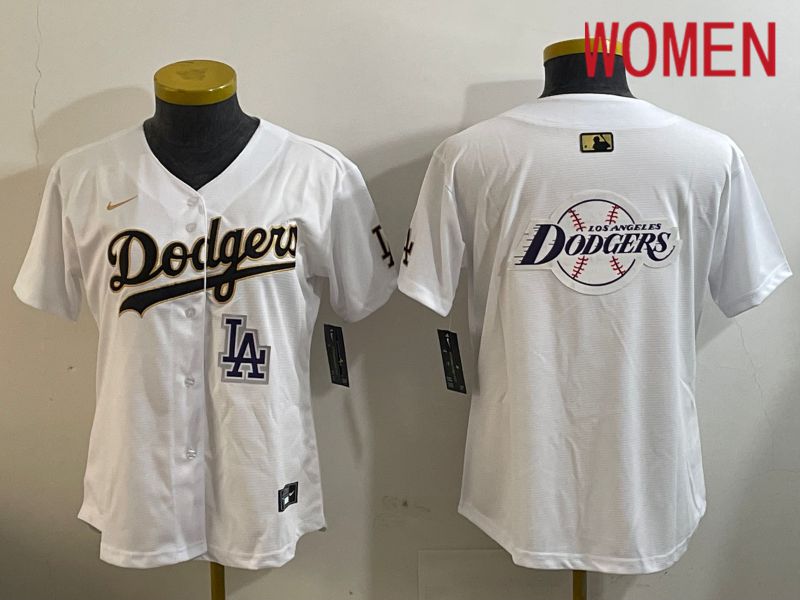 Women Los Angeles Dodgers Blank White Game 2024 Nike MLB Jersey style 12058->women mlb jersey->Women Jersey
